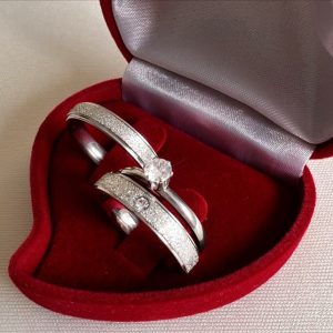 Alianças de Namoro 4mm Diamantado com 2 Frisos Canto a Canto