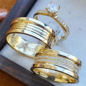 Alianças de Casamento 10mm | Moeda Antiga | Banhado a Ouro 18k