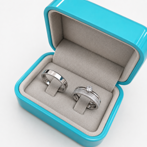 Alianças de Namoro 4mm Diamantado – Feminina com Frisos, Masculina Lisa Polida