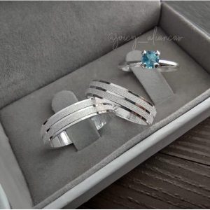 Alianças de Namoro em Prata 950 6mm | Modelo Filipa | Semi Anatômico | Diamantado com Frisos