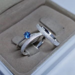 Alianças de Namoro em Prata 950 3mm | Modelo Tradicional Abaulado e Diamantado | Anel Solitário Opcional