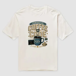 Camiseta Powered By Coffee & Code Oversized
