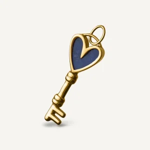 Pingente Chave Lápis-Lazúli em Ouro 18K