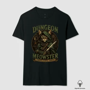 Camiseta RPG Dungeon Meowster Stealth, Scratch, Survive Algodão Peruano