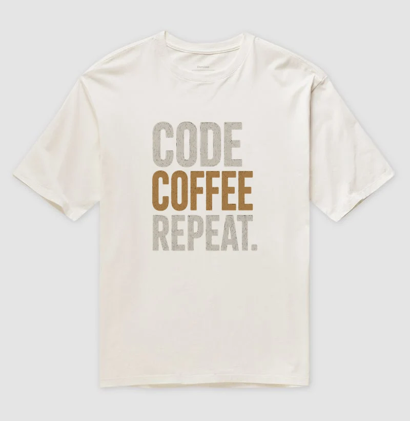 Camiseta Programador Code Coffee Repeat Oversized - Image 4