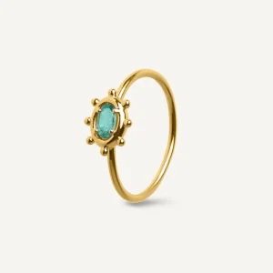 Anel Delfina Esmeralda em Ouro 18K