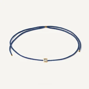 Pulseira Cord Azul-Marinho em Ouro 18K e Safira