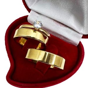 Alianças De Noivado e Casamento Banhado A Ouro 18k 6mm Liso Reto