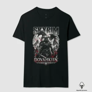 Camiseta Skyrim Dovahkiin Algodão Peruano