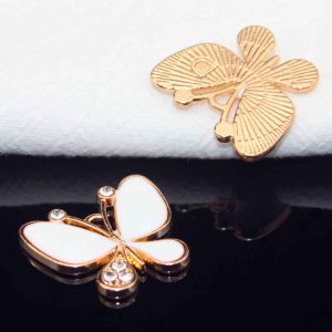 Aplique Borboleta Metal Pintado Com Strass