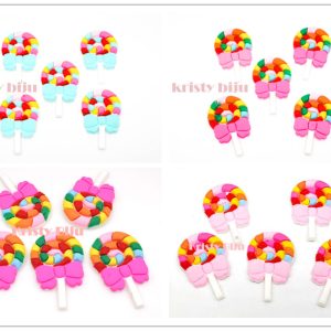Apliques Emborrachado Para Laços e Tiaras Pirulito C/5Pçs