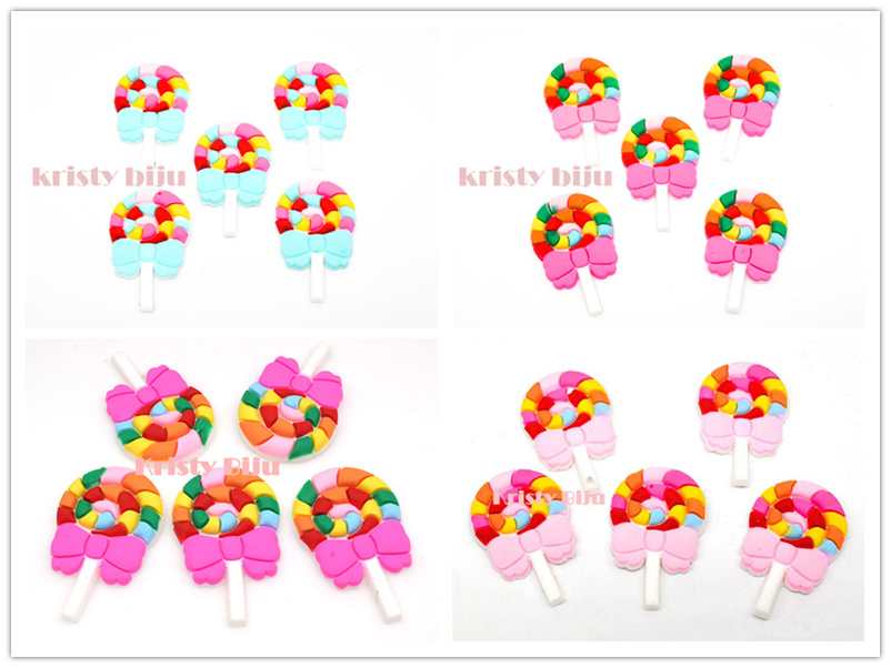 Apliques Emborrachado Para Laços e Tiaras Pirulito C/5Pçs