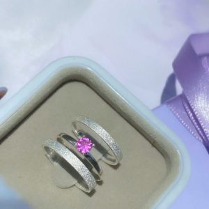 Alianças de Namoro Finas 3mm em Prata 950 | Semi Anatômica | Diamantado