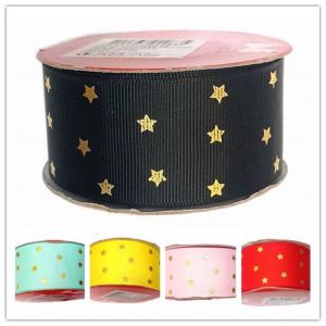 Fita De Gorgurão Estampada Estrela Dourada 40mm N°9 Melaço
