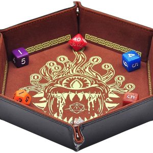 Bandeja de Dados Beholder Hexagonal de Couro RPG de Mesa