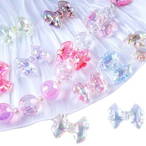 Miçanga Entremeio Laço Transparente Irizado Pingente Grande 28MM