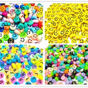Miçanga Infantil Colorido Alfabeto Smile Com Furo Passante Confecção De Pulseiras