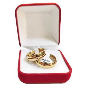 Par De Aliança Dourado 6MM e Caixa Veludo Vermelha Casamento Noivado Compromisso