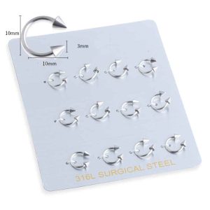 Piercing Ferradura Septo Orelha 1mm Aço Cirúrgico Com Spike