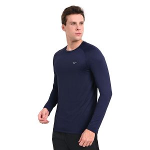 Camiseta Manga Longa de Treino Mizuno PRO UV +50 Masculina G Azul