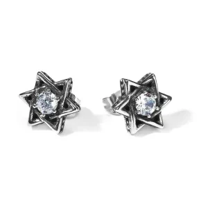 Par de Brincos Estrela de Davi com Zircônia