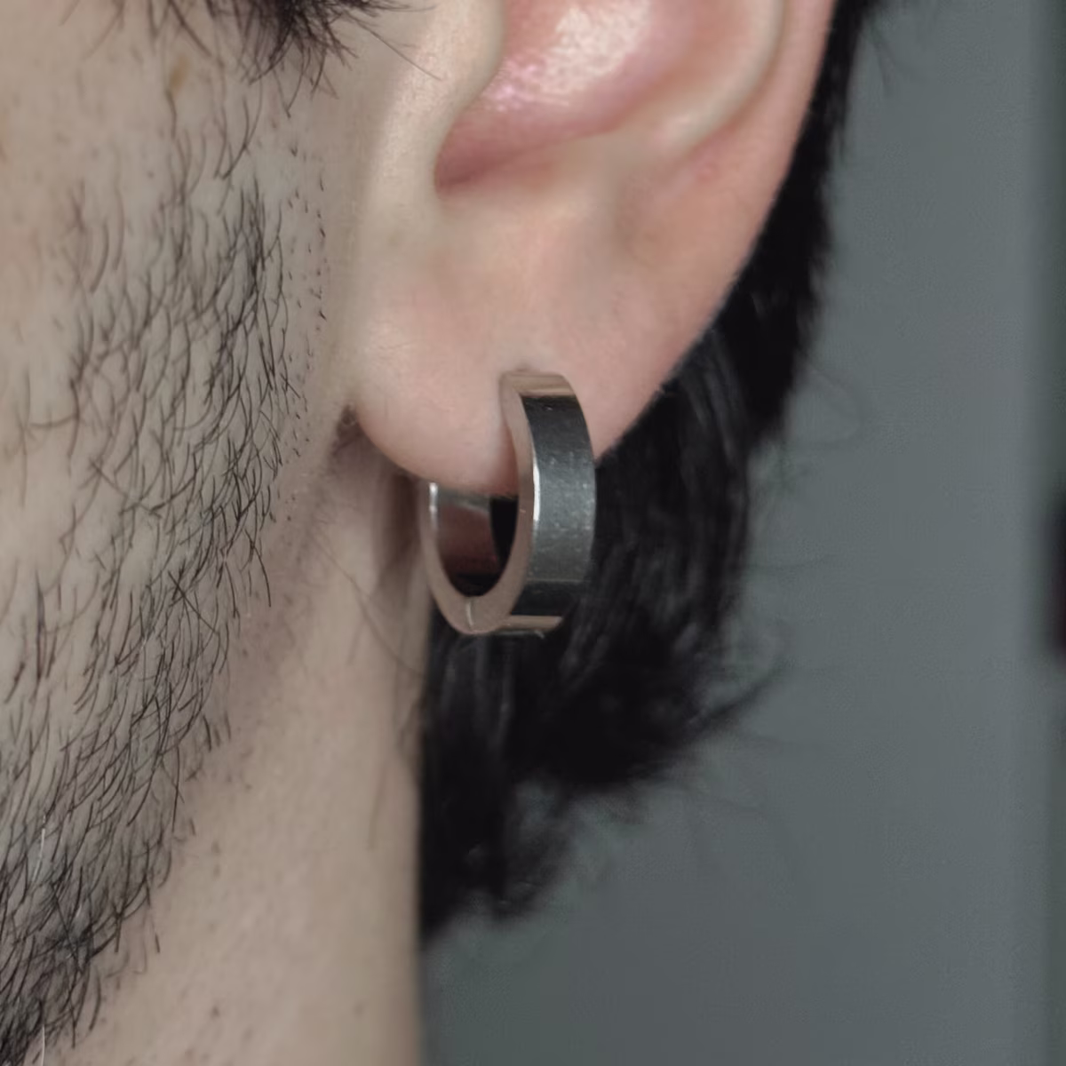 Par de Brincos Flint Argola em Aço Inox Prateado