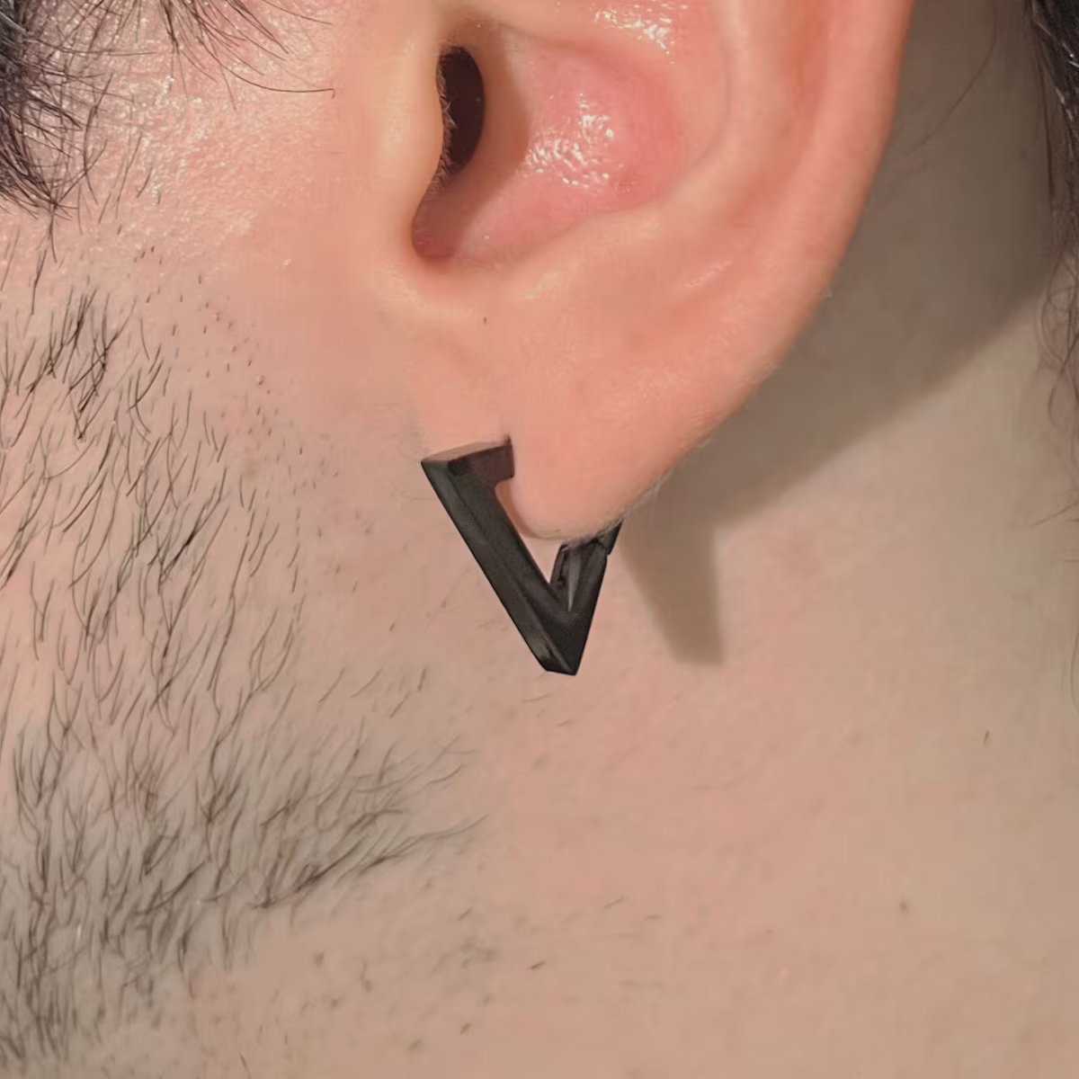 Par de Brincos Niro Geometrico em Aço Inox Preto
