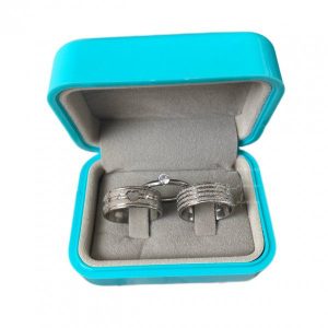 Trio De Alianças Prata Em Aço Cirúrgico 8mm Diamantado MOD 25