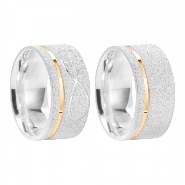 Alianças De Namoro Prata 950 Personalizado 8mm Mod 016 - Image 2