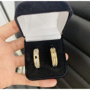 Alianças de Namoro 6mm Banhado a Ouro – Feminina Diamantada com Batimentos Cardíacos e Coração Vazado
