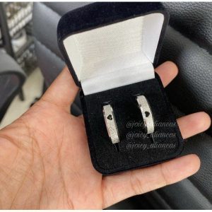 Duas Alianças Femininas 6mm Diamantado Chanfrado em Aço Cirúrgico