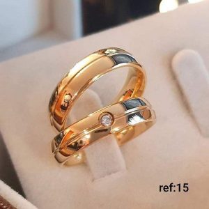 Alianças de Casamento 5mm | Modelo Tradicional | Friso Central | Moeda Antiga Banhada a Ouro 18K