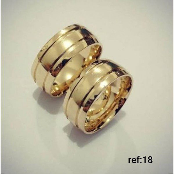 Alianças de Casamento 8mm | Modelo Tradicional | Com 2 Frisos Laterais Canto a Canto
