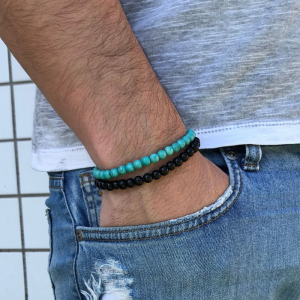 Kit Pulseira Masculina Blue and Black