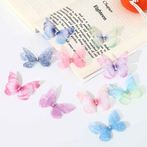 Borboletas de Tecido Dupla C/Strass DIY Aessórios de Cabelo, Decoração de Headdress de Casamento