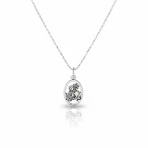 Pingente Medalha Religiosa Oval a Laser São Jorge de Prata 925