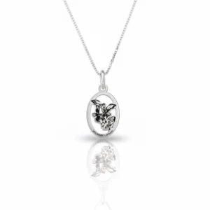 Pingente Medalha Religiosa Oval a Laser São Miguel Arcanjo de Prata 925