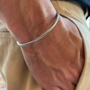 Pulseira Masculina Cabo de Aço Inoxidável Elegance