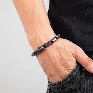 Pulseira Masculina de Aço Preto