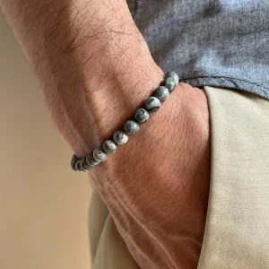 Pulseira Masculina Jaspe Picasso Cinza